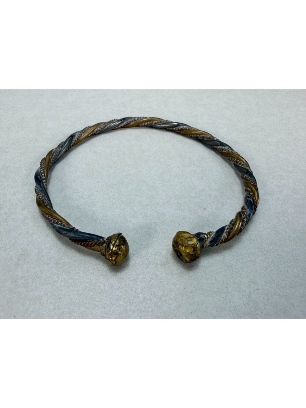 Vintage MCM Twisted Mixed Metal Torque Cuff Bracelet Artisan Style Unique
